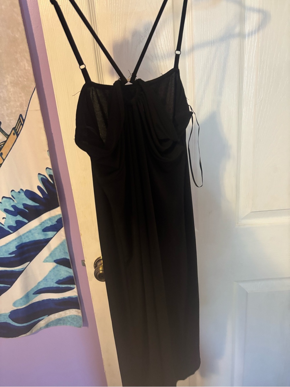 Black Midi Slip Dress with Adjustable Straps
